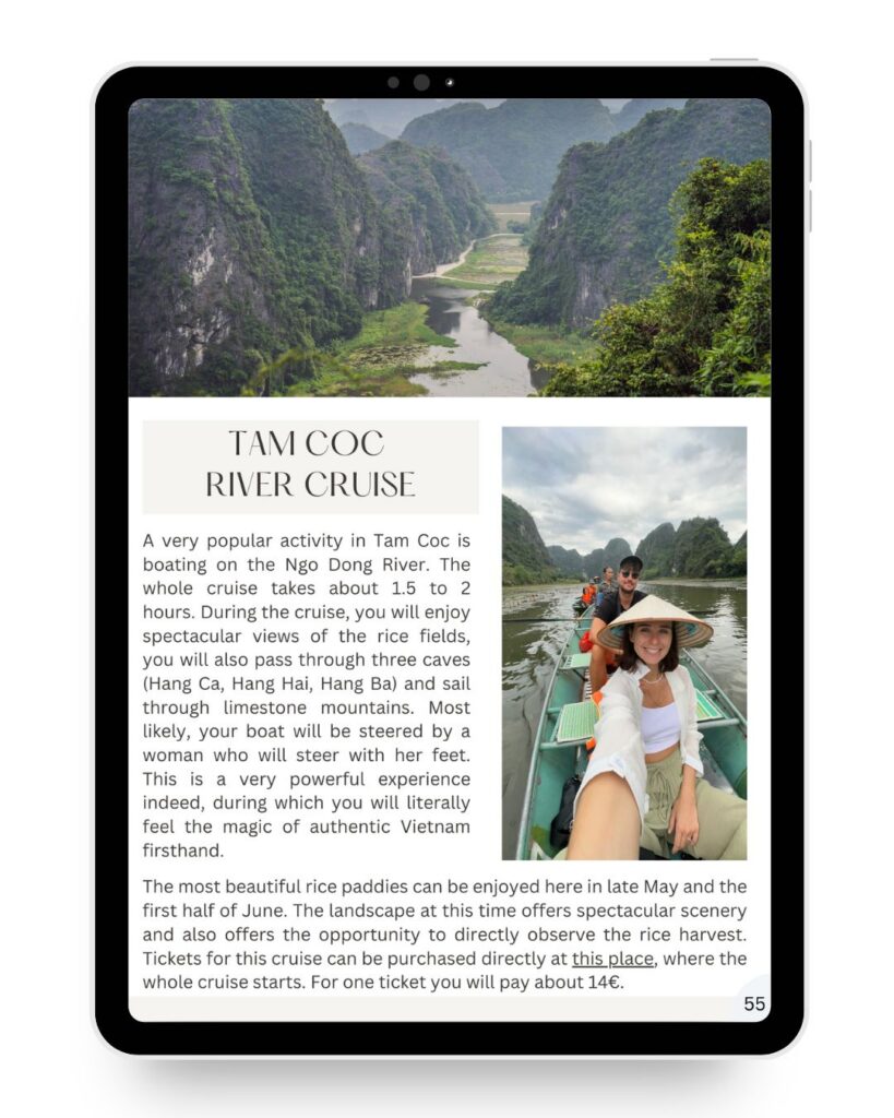 A boat trip on the Tam Coc River in Ninh Binh.